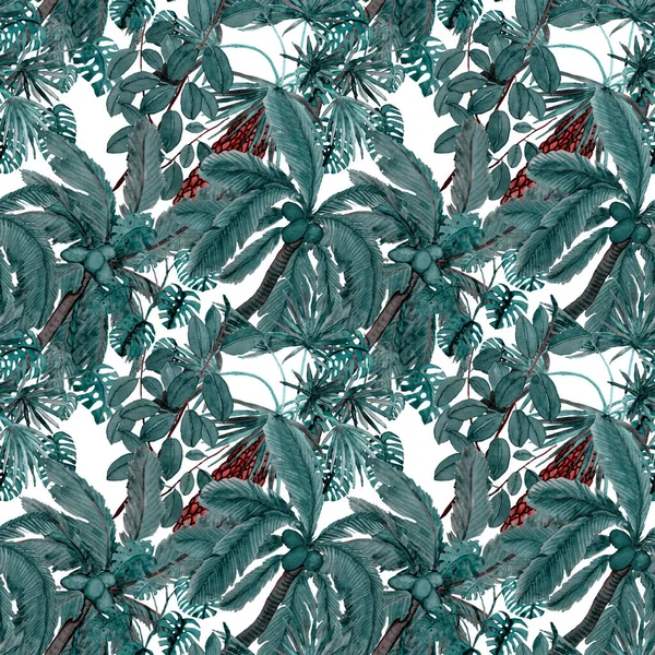 Watercolor Seamless Pattern Palms Modern Style Watercolor Botanical Design Tropical — Stock Photo, Image