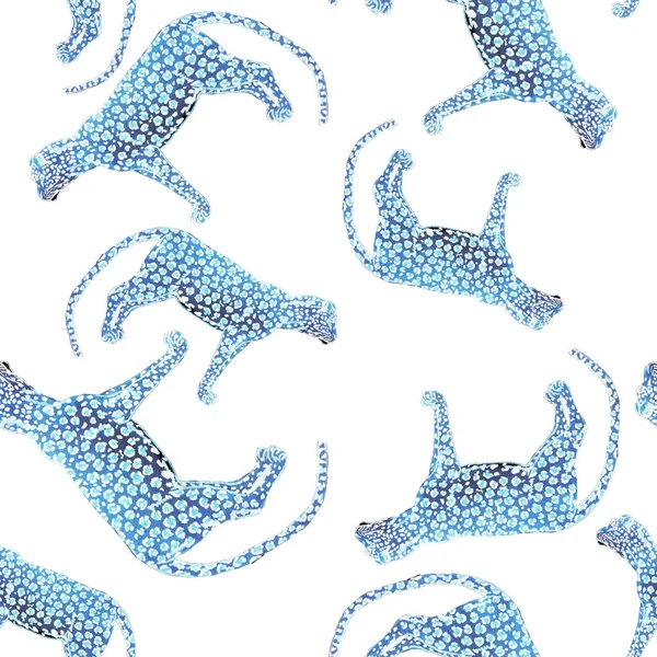 Padrão Sem Costura Aquarela Com Leopardo Textura Animalística Estilo Moda — Fotografia de Stock