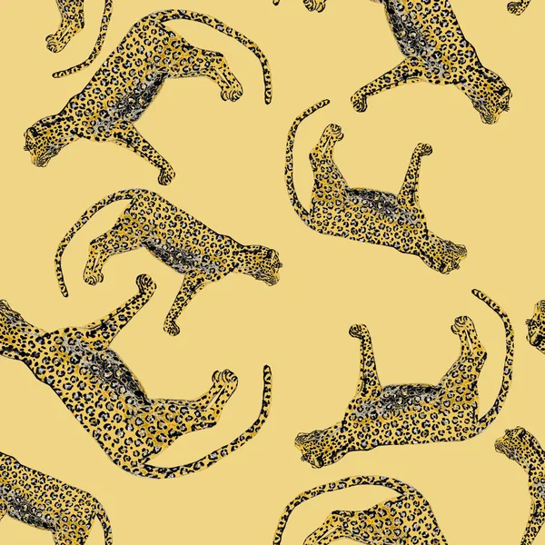 Акварель Бесшовная Леопардом Животная Текстура Мода Стиль Безшипный Узор Леопардовый — стоковое фото