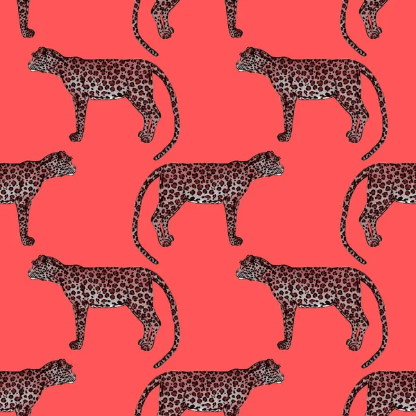 Aquarel Naadloos Patroon Met Luipaard Animalistische Textuur Fashion Stijl Naadloos — Stockfoto
