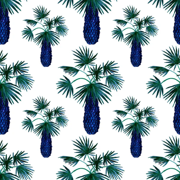 Watercolor Seamless Pattern Palms Modern Style Watercolor Botanical Design Tropical — Stock Photo, Image