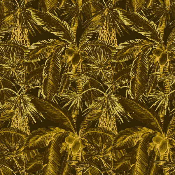 現代的なスタイルでヤシの木と水彩シームレスパターン 水の植物のデザイン 熱帯色のプリント エキゾチックな熱帯ヤシの木 エキゾチックなジャングルの壁紙 どんな目的のための素晴らしいデザイン — ストック写真