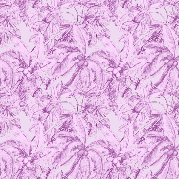 Watercolor Seamless Pattern Palms Modern Style Watercolor Botanical Design Tropical — Stock Photo, Image