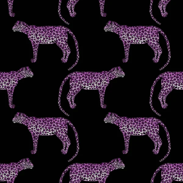 Padrão Sem Costura Aquarela Com Leopardo Textura Animalística Estilo Moda — Fotografia de Stock