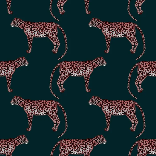 Padrão Sem Costura Aquarela Com Leopardo Textura Animalística Estilo Moda — Fotografia de Stock