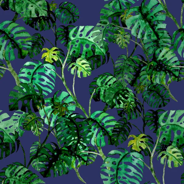 Акварель Бесшовный Узор Пальмами Современном Стиле Акварель Ботанический Дизайн Тропическая — стоковое фото