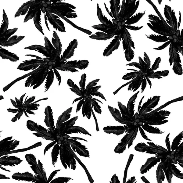 Watercolor Seamless Pattern Palms Modern Style Watercolor Botanical Design Tropical — Stock Photo, Image