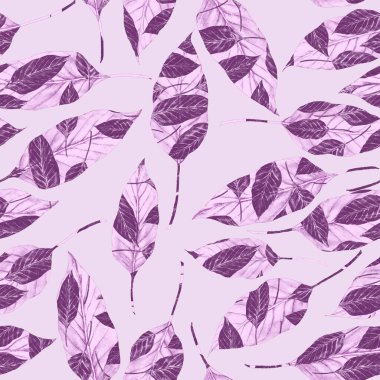 Tekstil tasarımı için suluboya tropikal yaprakları ve çiçekleri olan modern, soyut, dikişsiz desen. Geçmişe dönük parlak yaz geçmişi. Orman yaprakları çizimi. Mayo botanik tasarımı. Antika egzotik baskı.