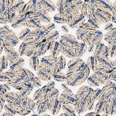 Tekstil tasarımı için suluboya tropikal yaprakları ve çiçekleri olan modern, soyut, dikişsiz desen. Geçmişe dönük parlak yaz geçmişi. Orman yaprakları çizimi. Mayo botanik tasarımı. Antika egzotik baskı.