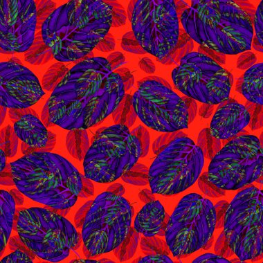 Tekstil tasarımı için suluboya tropikal yaprakları ve çiçekleri olan modern, soyut, dikişsiz desen. Geçmişe dönük parlak yaz geçmişi. Orman yaprakları çizimi. Mayo botanik tasarımı. Antika egzotik baskı.