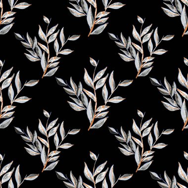 Tekstil tasarımı için suluboya tropikal yaprakları ve çiçekleri olan modern, soyut, dikişsiz desen. Geçmişe dönük parlak yaz geçmişi. Orman yaprakları çizimi. Mayo botanik tasarımı. Antika egzotik baskı.