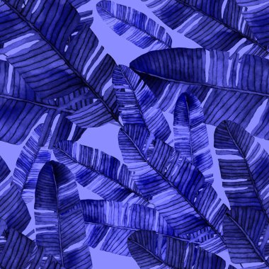Tekstil tasarımı için suluboya tropikal yaprakları ve çiçekleri olan modern, soyut, dikişsiz desen. Geçmişe dönük parlak yaz geçmişi. Orman yaprakları çizimi. Mayo botanik tasarımı. Antika egzotik baskı.