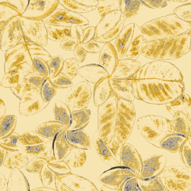 Tekstil tasarımı için suluboya tropikal yaprakları ve çiçekleri olan modern, soyut, dikişsiz desen. Geçmişe dönük parlak yaz geçmişi. Orman yaprakları çizimi. Mayo botanik tasarımı. Antika egzotik baskı.