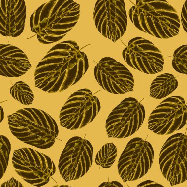 Tekstil tasarımı için suluboya tropikal yaprakları ve çiçekleri olan modern, soyut, dikişsiz desen. Geçmişe dönük parlak yaz geçmişi. Orman yaprakları çizimi. Mayo botanik tasarımı. Antika egzotik baskı.