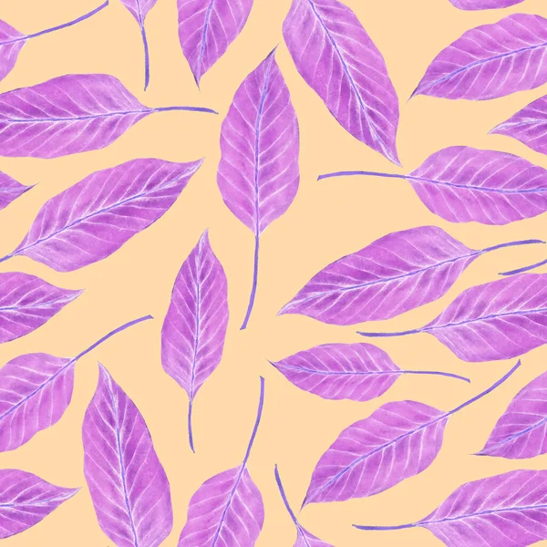 水彩の熱帯の葉やテキスタイルデザインのための花と現代抽象的なシームレスパターン レトロな明るい夏の背景 ジャングルの葉のイラスト 水着植物デザイン ヴィンテージエキゾチックな Print — ストック写真
