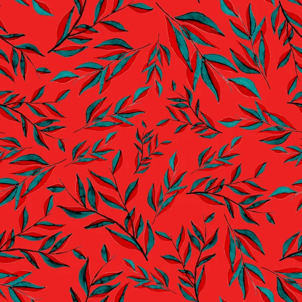 Moderne Abstrakte Nahtlose Muster Mit Tropischen Blättern Und Blumen Aquarell — Stockfoto