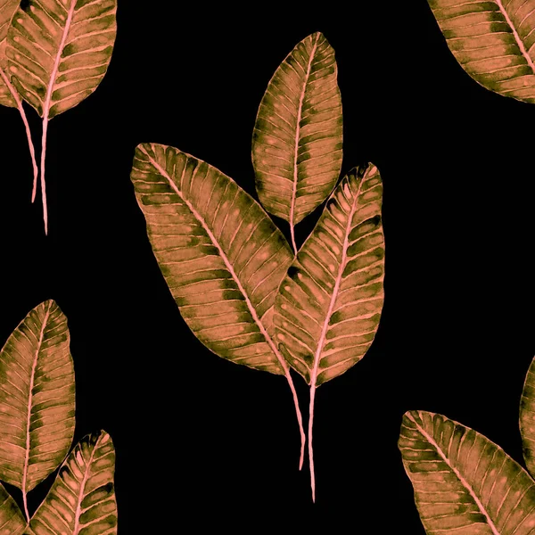 Moderní Abstraktní Bezešvý Vzor Akvarelem Tropických Listů Květin Pro Textilní — Stock fotografie