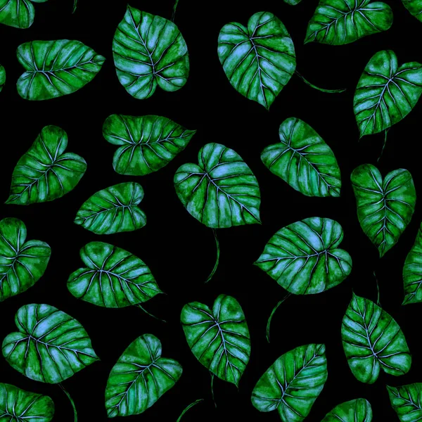 水彩の熱帯の葉やテキスタイルデザインのための花と現代抽象的なシームレスパターン レトロな明るい夏の背景 ジャングルの葉のイラスト 水着植物デザイン ヴィンテージエキゾチックな Print — ストック写真