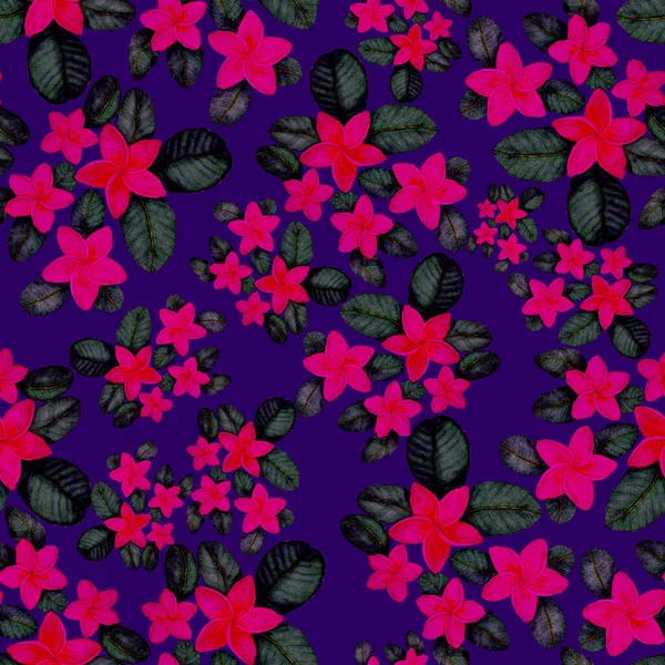 Nowoczesny Abstrakcyjny Wzór Akwarelą Tropikalnych Liści Kwiatów Projektowania Tekstyliów Retro — Zdjęcie stockowe