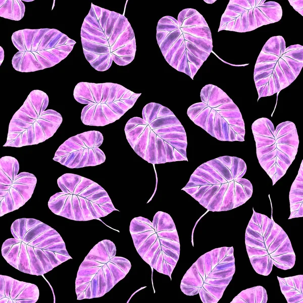 Tekstil tasarımı için suluboya tropikal yaprakları ve çiçekleri olan modern, soyut, dikişsiz desen. Geçmişe dönük parlak yaz geçmişi. Orman yaprakları çizimi. Mayo botanik tasarımı. Antika egzotik baskı.