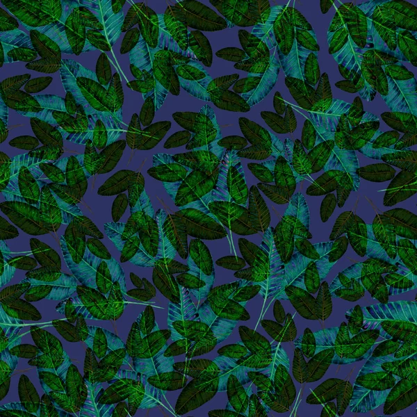 Moderne Abstrakte Nahtlose Muster Mit Tropischen Blättern Und Blumen Aquarell — Stockfoto