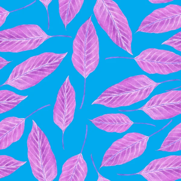 Modern Abstract Seamless Pattern Watercolor Tropical Leaves Flowers Textile Design — Stock Photo, Image