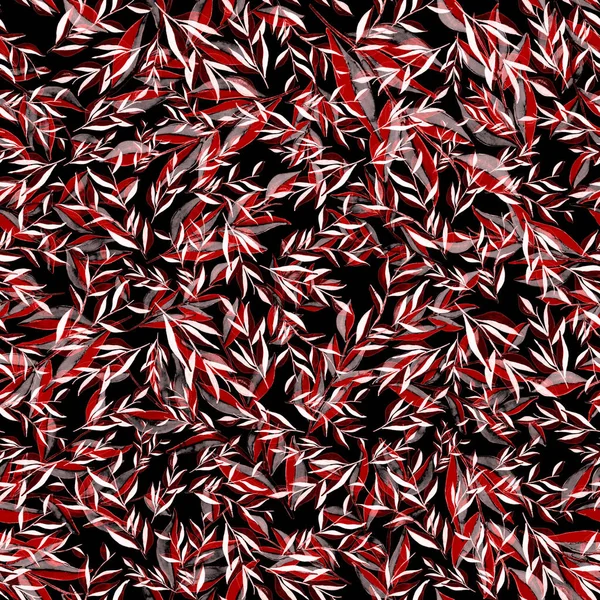 Tekstil tasarımı için suluboya tropikal yaprakları ve çiçekleri olan modern, soyut, dikişsiz desen. Geçmişe dönük parlak yaz geçmişi. Orman yaprakları çizimi. Mayo botanik tasarımı. Antika egzotik baskı.