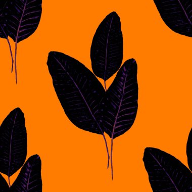 Tekstil tasarımı için suluboya tropikal yaprakları ve çiçekleri olan modern, soyut, dikişsiz desen. Geçmişe dönük parlak yaz geçmişi. Orman yaprakları çizimi. Mayo botanik tasarımı. Antika egzotik baskı.