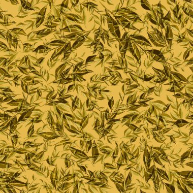 Tekstil tasarımı için suluboya tropikal yaprakları ve çiçekleri olan modern, soyut, dikişsiz desen. Geçmişe dönük parlak yaz geçmişi. Orman yaprakları çizimi. Mayo botanik tasarımı. Antika egzotik baskı.