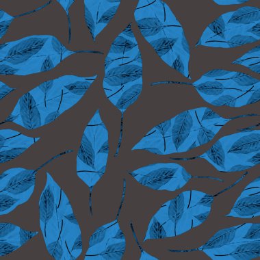 Tekstil tasarımı için suluboya tropikal yaprakları ve çiçekleri olan modern, soyut, dikişsiz desen. Geçmişe dönük parlak yaz geçmişi. Orman yaprakları çizimi. Mayo botanik tasarımı. Antika egzotik baskı.