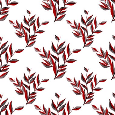 Tekstil tasarımı için suluboya tropikal yaprakları ve çiçekleri olan modern, soyut, dikişsiz desen. Geçmişe dönük parlak yaz geçmişi. Orman yaprakları çizimi. Mayo botanik tasarımı. Antika egzotik baskı.