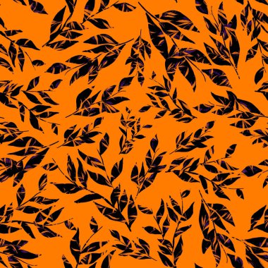 Tekstil tasarımı için suluboya tropikal yaprakları ve çiçekleri olan modern, soyut, dikişsiz desen. Geçmişe dönük parlak yaz geçmişi. Orman yaprakları çizimi. Mayo botanik tasarımı. Antika egzotik baskı.