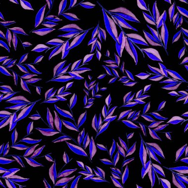 Tekstil tasarımı için suluboya tropikal yaprakları ve çiçekleri olan modern, soyut, dikişsiz desen. Geçmişe dönük parlak yaz geçmişi. Orman yaprakları çizimi. Mayo botanik tasarımı. Antika egzotik baskı.