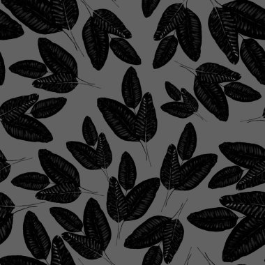 Tekstil tasarımı için suluboya tropikal yaprakları ve çiçekleri olan modern, soyut, dikişsiz desen. Geçmişe dönük parlak yaz geçmişi. Orman yaprakları çizimi. Mayo botanik tasarımı. Antika egzotik baskı.