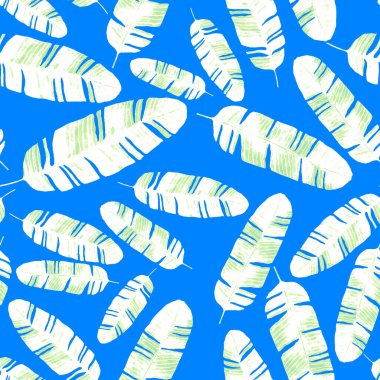 Tekstil tasarımı için suluboya tropikal yaprakları ve çiçekleri olan modern, soyut, dikişsiz desen. Geçmişe dönük parlak yaz geçmişi. Orman yaprakları çizimi. Mayo botanik tasarımı. Antika egzotik baskı.