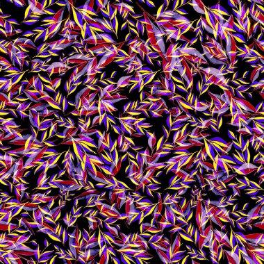 Tekstil tasarımı için suluboya tropikal yaprakları ve çiçekleri olan modern, soyut, dikişsiz desen. Geçmişe dönük parlak yaz geçmişi. Orman yaprakları çizimi. Mayo botanik tasarımı. Antika egzotik baskı.