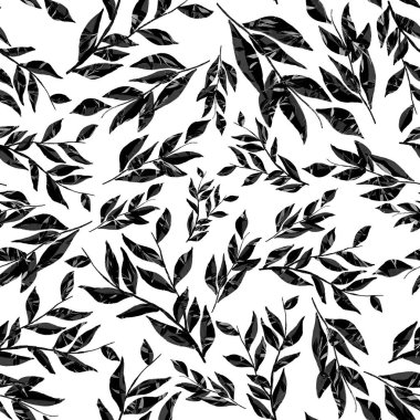 Tekstil tasarımı için suluboya tropikal yaprakları ve çiçekleri olan modern, soyut, dikişsiz desen. Geçmişe dönük parlak yaz geçmişi. Orman yaprakları çizimi. Mayo botanik tasarımı. Antika egzotik baskı.