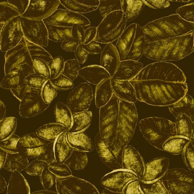 Tekstil tasarımı için suluboya tropikal yaprakları ve çiçekleri olan modern, soyut, dikişsiz desen. Geçmişe dönük parlak yaz geçmişi. Orman yaprakları çizimi. Mayo botanik tasarımı. Antika egzotik baskı.