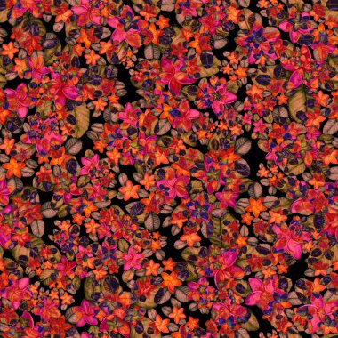 Tekstil tasarımı için suluboya tropikal yaprakları ve çiçekleri olan modern, soyut, dikişsiz desen. Geçmişe dönük parlak yaz geçmişi. Orman yaprakları çizimi. Mayo botanik tasarımı. Antika egzotik baskı.