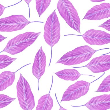 Tekstil tasarımı için suluboya tropikal yaprakları ve çiçekleri olan modern, soyut, dikişsiz desen. Geçmişe dönük parlak yaz geçmişi. Orman yaprakları çizimi. Mayo botanik tasarımı. Antika egzotik baskı.