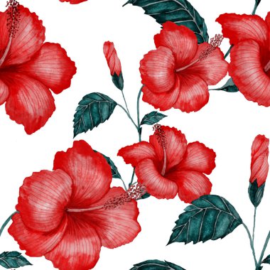 Tekstil tasarımı için suluboya tropikal yaprakları ve çiçekleri olan modern, soyut, dikişsiz desen. Geçmişe dönük parlak yaz geçmişi. Orman yaprakları çizimi. Mayo botanik tasarımı. Antika egzotik baskı.