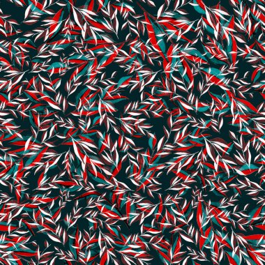 Tekstil tasarımı için suluboya tropikal yaprakları ve çiçekleri olan modern, soyut, dikişsiz desen. Geçmişe dönük parlak yaz geçmişi. Orman yaprakları çizimi. Mayo botanik tasarımı. Antika egzotik baskı.