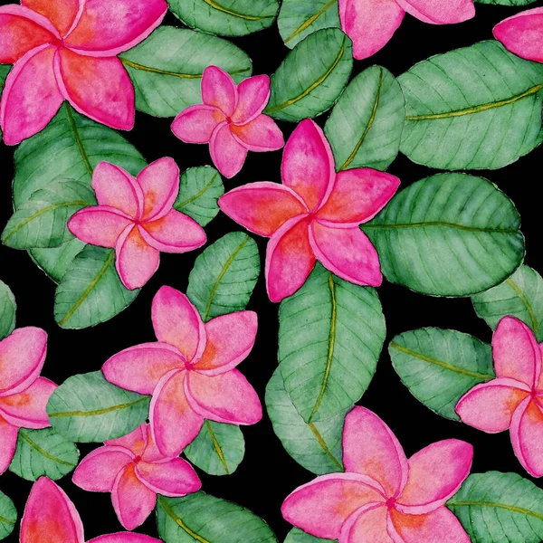 Moderno Modello Astratto Senza Cuciture Con Foglie Tropicali Acquerello Fiori — Foto Stock