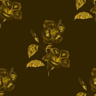 Tekstil tasarımı için suluboya tropikal yaprakları ve çiçekleri olan modern, soyut, dikişsiz desen. Geçmişe dönük parlak yaz geçmişi. Orman yaprakları çizimi. Mayo botanik tasarımı. Antika egzotik baskı.