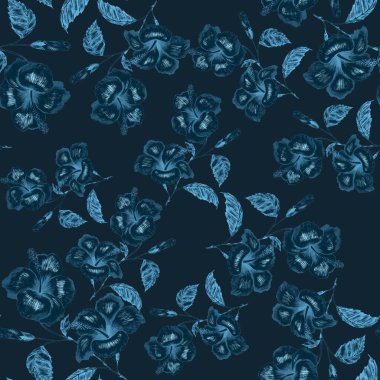 Tekstil tasarımı için suluboya tropikal yaprakları ve çiçekleri olan modern, soyut, dikişsiz desen. Geçmişe dönük parlak yaz geçmişi. Orman yaprakları çizimi. Mayo botanik tasarımı. Antika egzotik baskı.