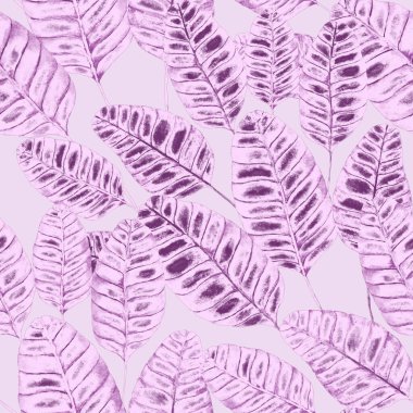 Tekstil tasarımı için suluboya tropikal yaprakları ve çiçekleri olan modern, soyut, dikişsiz desen. Geçmişe dönük parlak yaz geçmişi. Orman yaprakları çizimi. Mayo botanik tasarımı. Antika egzotik baskı.