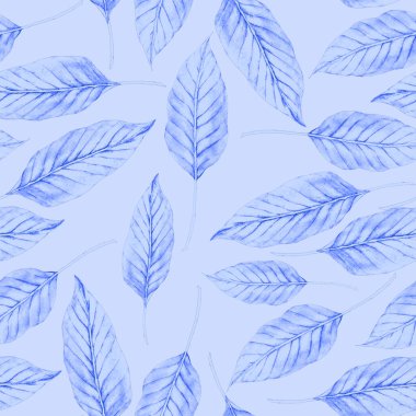 Tekstil tasarımı için suluboya tropikal yaprakları ve çiçekleri olan modern, soyut, dikişsiz desen. Geçmişe dönük parlak yaz geçmişi. Orman yaprakları çizimi. Mayo botanik tasarımı. Antika egzotik baskı.