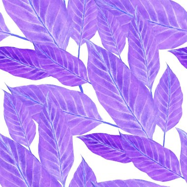 Tekstil tasarımı için suluboya tropikal yaprakları ve çiçekleri olan modern, soyut, dikişsiz desen. Geçmişe dönük parlak yaz geçmişi. Orman yaprakları çizimi. Mayo botanik tasarımı. Antika egzotik baskı.