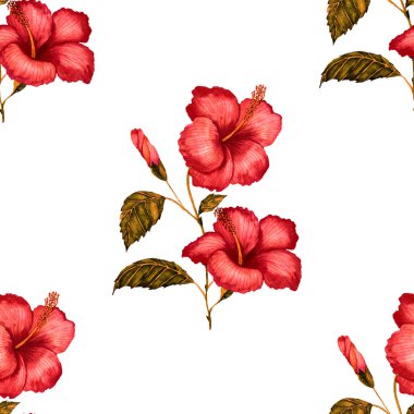 Tekstil tasarımı için suluboya tropikal yaprakları ve çiçekleri olan modern, soyut, dikişsiz desen. Geçmişe dönük parlak yaz geçmişi. Orman yaprakları çizimi. Mayo botanik tasarımı. Antika egzotik baskı.