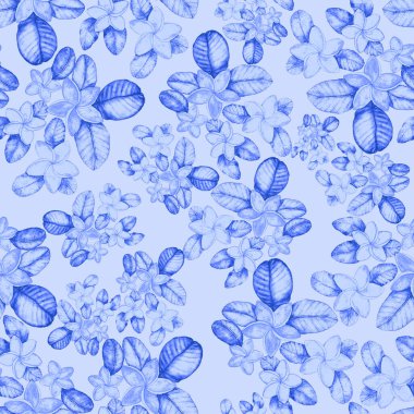 Tekstil tasarımı için suluboya tropikal yaprakları ve çiçekleri olan modern, soyut, dikişsiz desen. Geçmişe dönük parlak yaz geçmişi. Orman yaprakları çizimi. Mayo botanik tasarımı. Antika egzotik baskı.